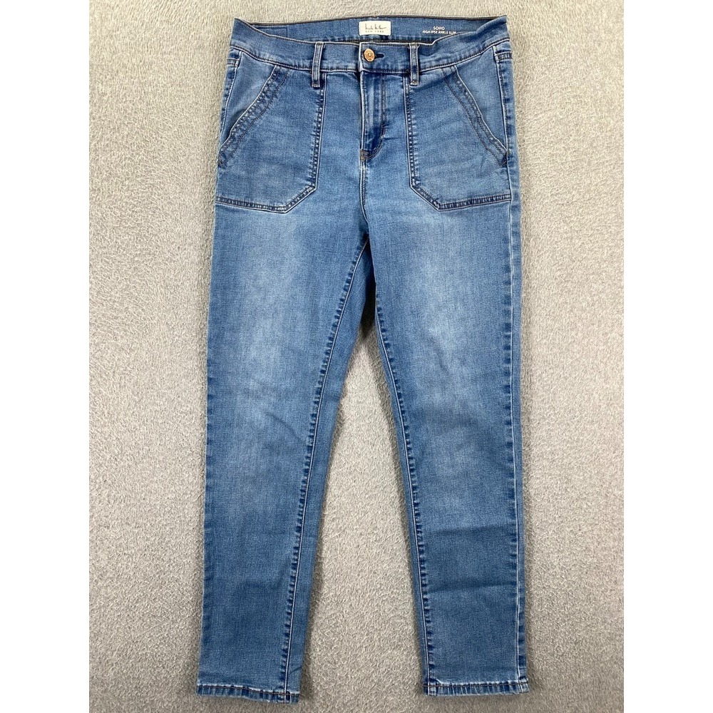 Nicole Miller Soho High Rise Ankle Slim Jeans Womens 8 Blue Light Wash Preppy